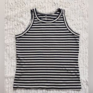 Everlane The Original Cotton Cutaway navy and white tank top